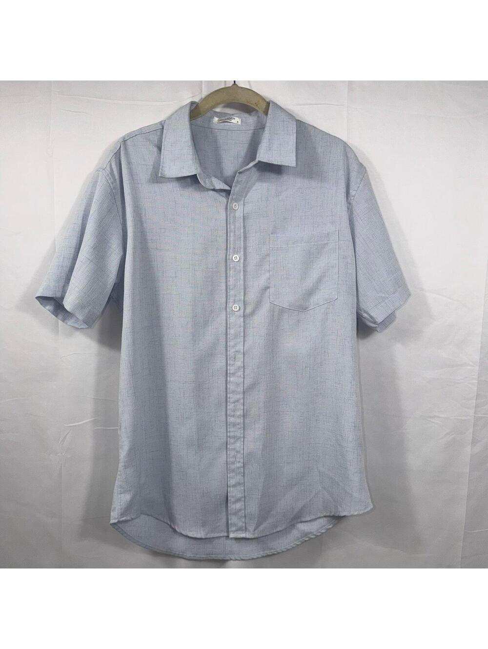 COOFANDY Men’s Linen Blend Short Sleeve Button Front Shirt Blue Size Small